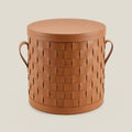 Leather Storage Basket With Lid