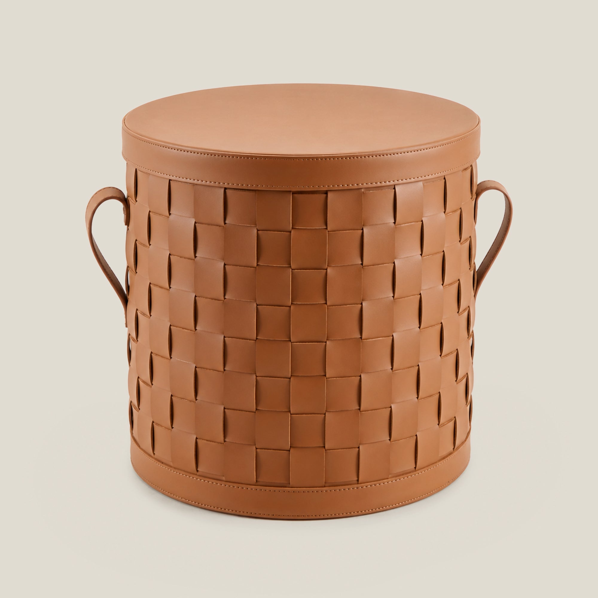 Leather Storage Basket With Lid