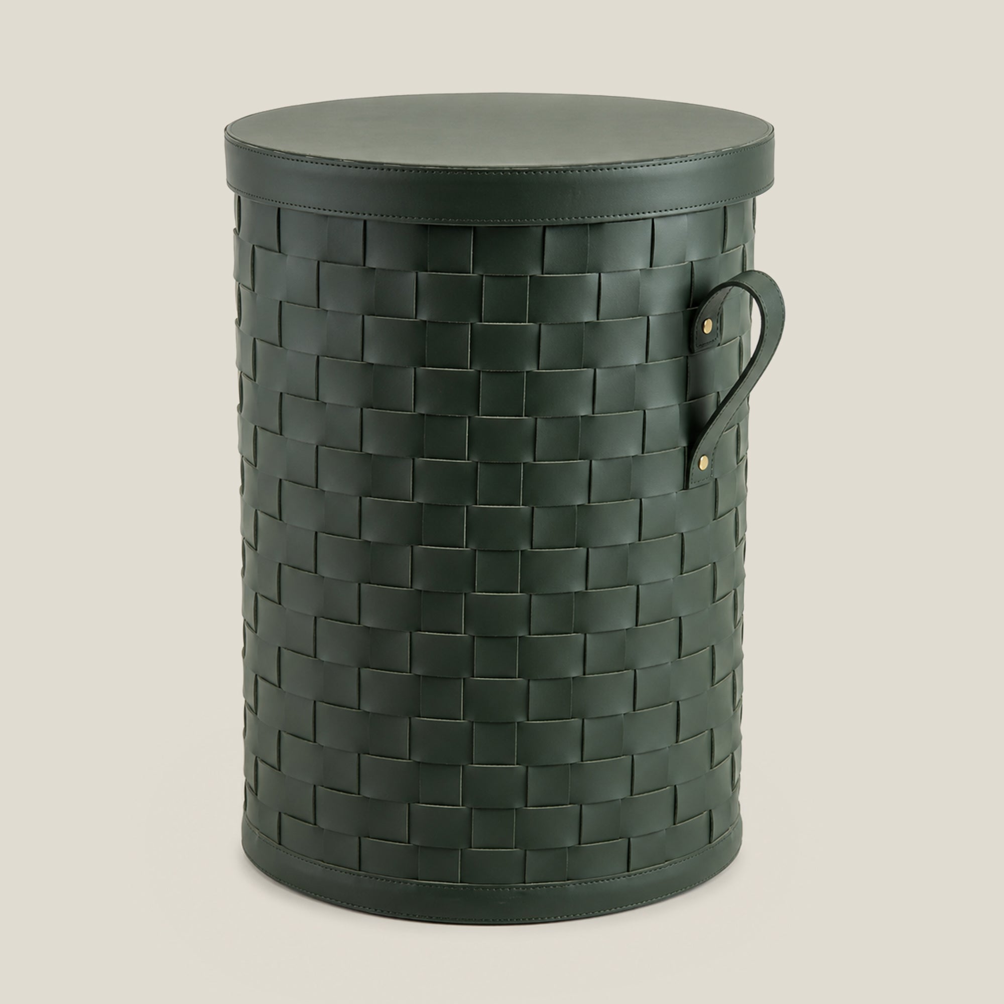 Leather Laundary Basket With Lid - Large