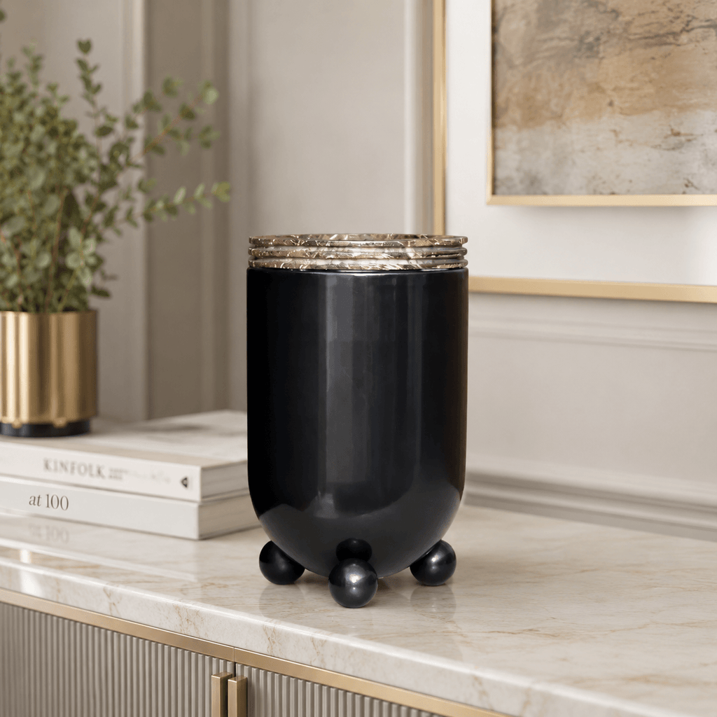 Marble & Brass Tall Flower Vase