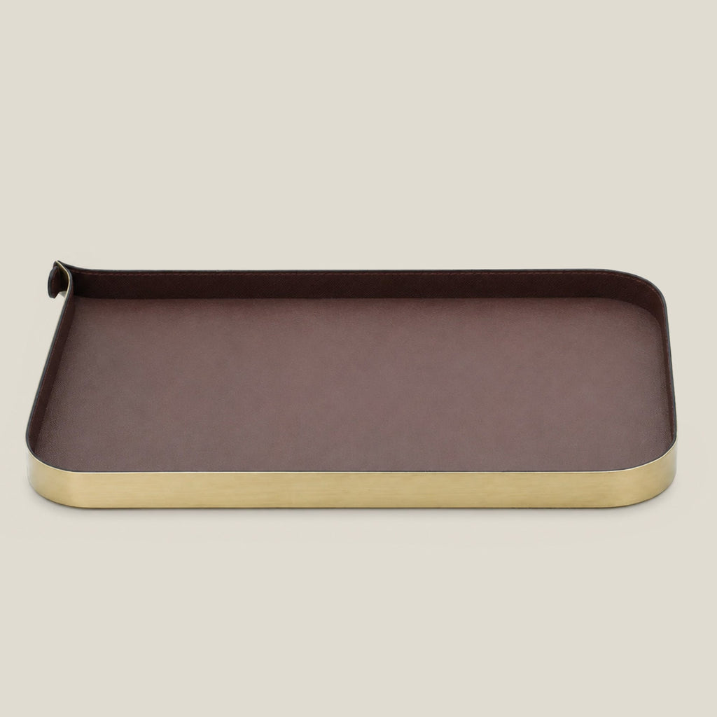 Nordic Vanity Serving Tray - Brush Gold & Brown Large