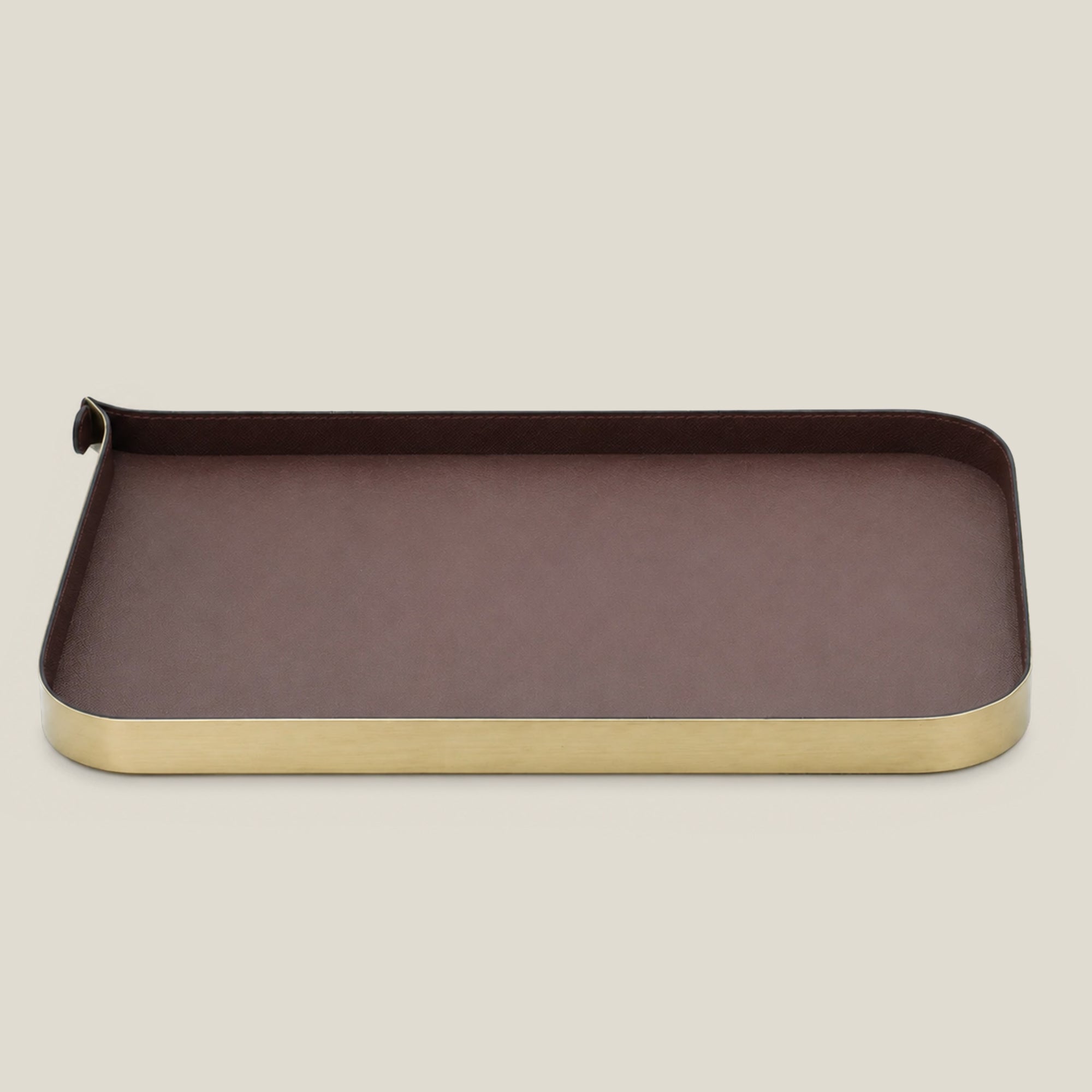 Nordic Vanity Serving Tray - Brush Gold & Brown Large