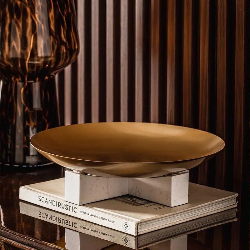 Sculptures & Figurines Abstract Gold Serving Platter - Daamaira Home and Living Ltd