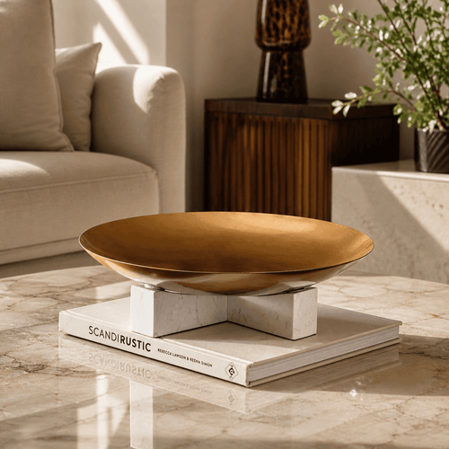 Sculptures & Figurines Abstract Gold Serving Platter - Daamaira Home and Living Ltd
