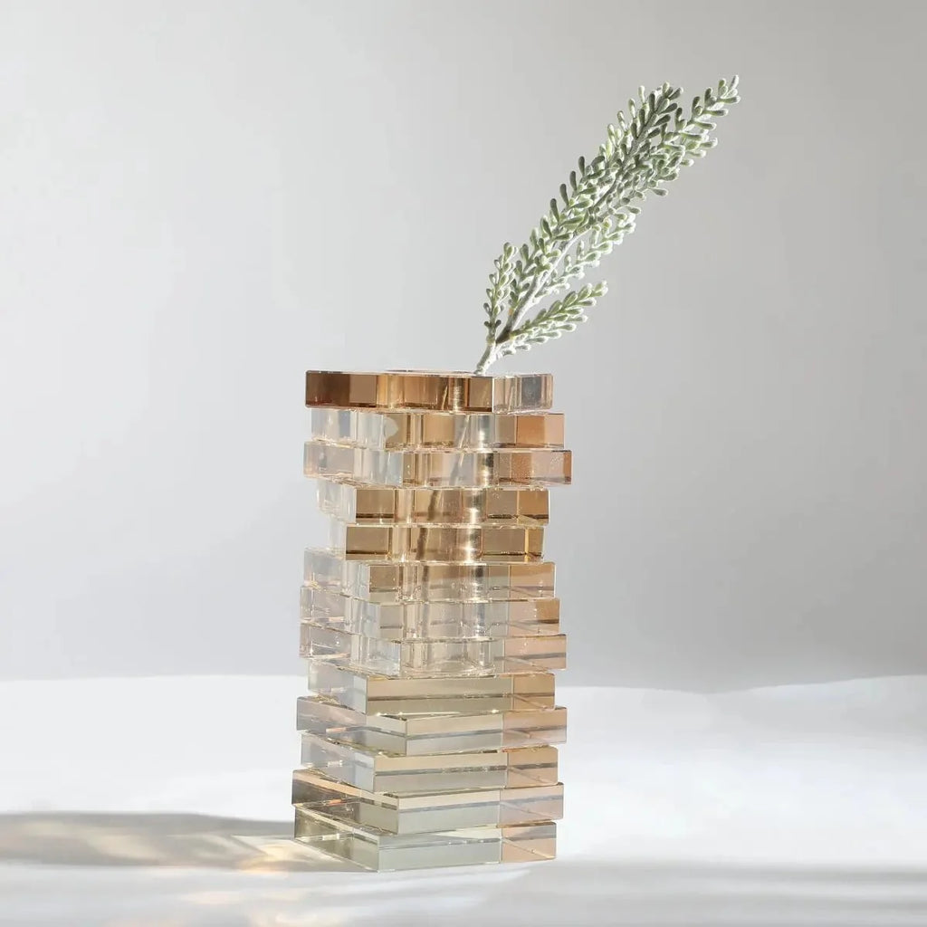 Vases Aurora Stacks Crystal Flower Vase - Daamaira Home and Living Ltd