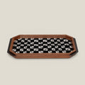 Serving Tray Black And White Checkered Tray - Horse Hair - Daamaira Home and Living Ltd
