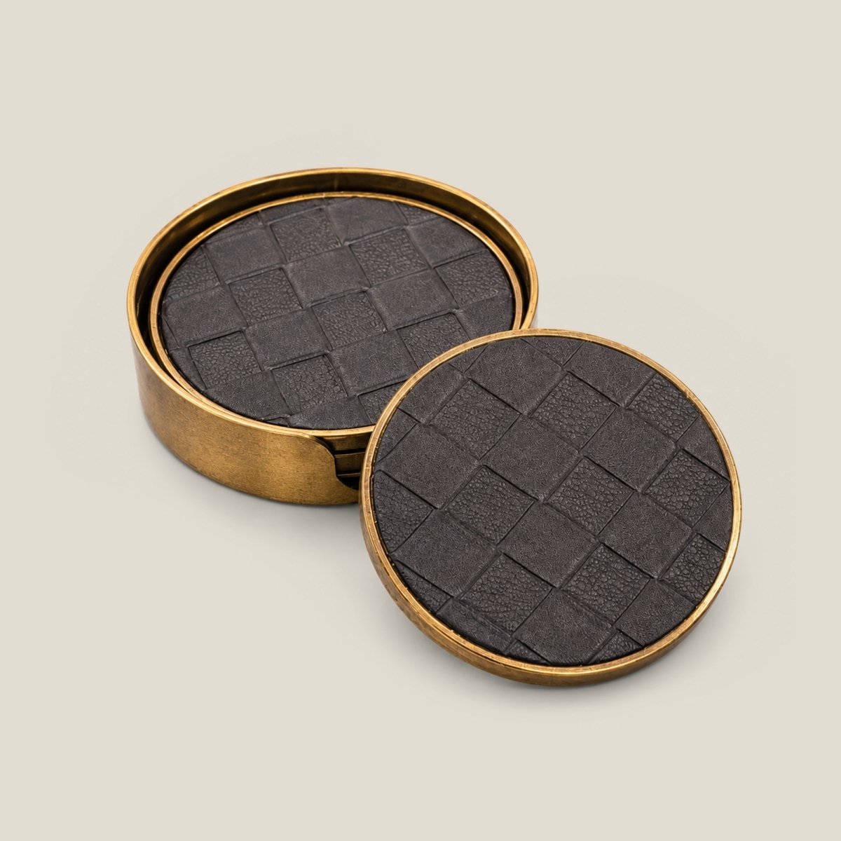 Coasters Black Royal Round Coasters - Daamaira Home and Living Ltd