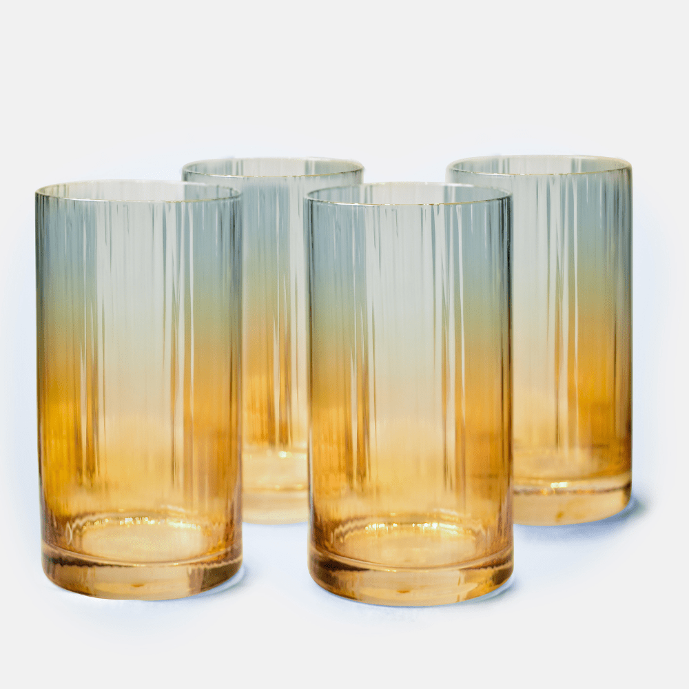 Drinking Glasses Blue And Amber Ombre High Ball Glass - Set of 4 - Daamaira Home and Living Ltd