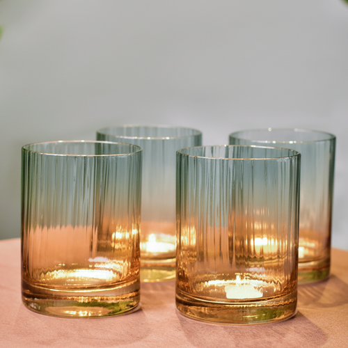 Drinking Glasses Blue And Amber Ombre Water Glass - Daamaira Home and Living Ltd