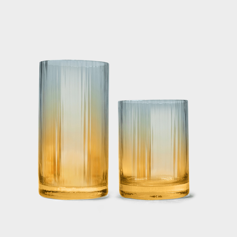 Drinking Glasses Blue And Amber Ombre Water Glass - Daamaira Home and Living Ltd