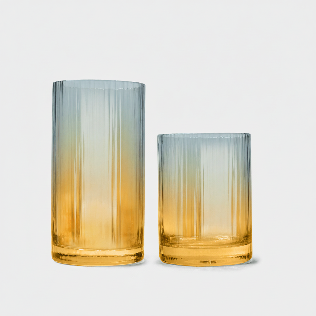 Drinking Glasses Blue And Amber Ombre Water Glass - Daamaira Home and Living Ltd