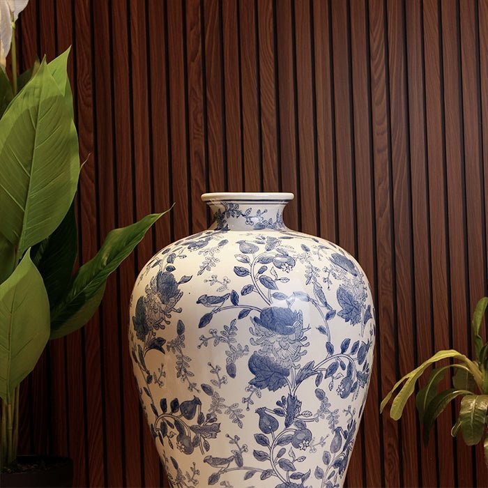 Sculptures & Figurines Blue and White Vase - L - Daamaira Home and Living Ltd