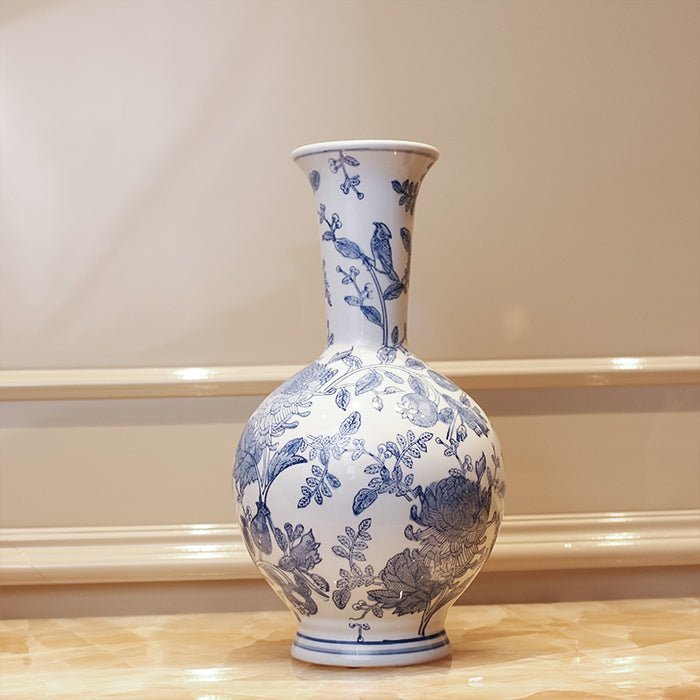 Sculptures & Figurines Blue and White Vase - S - Daamaira Home and Living Ltd