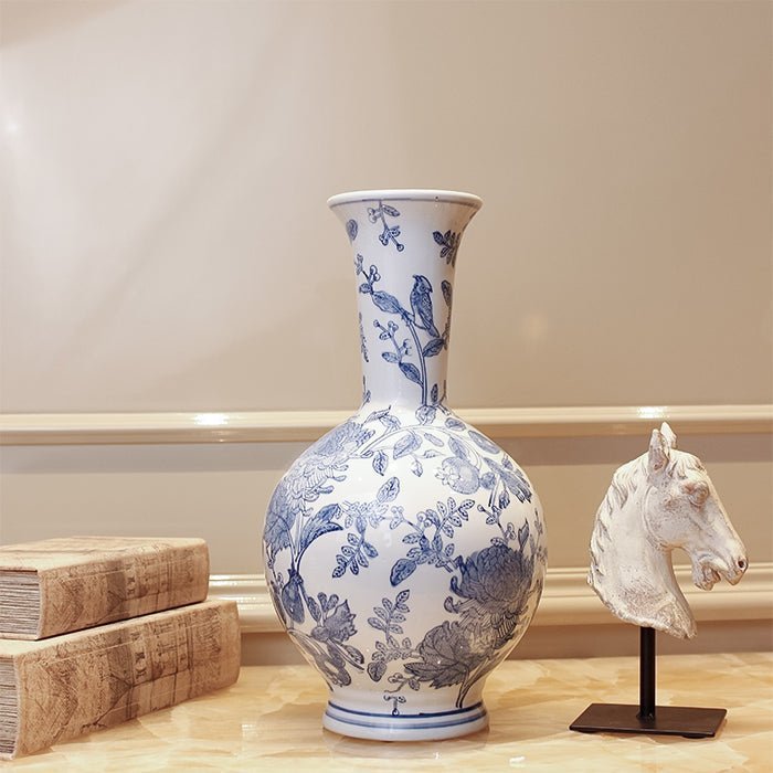Sculptures & Figurines Blue and White Vase - S - Daamaira Home and Living Ltd