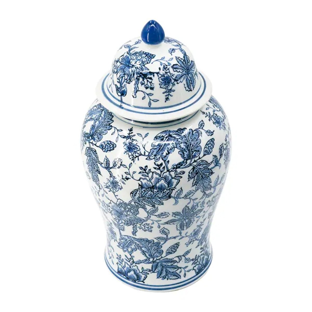 Blue Pottery Ginger Jar - S - Daamaira Home and Living Ltd