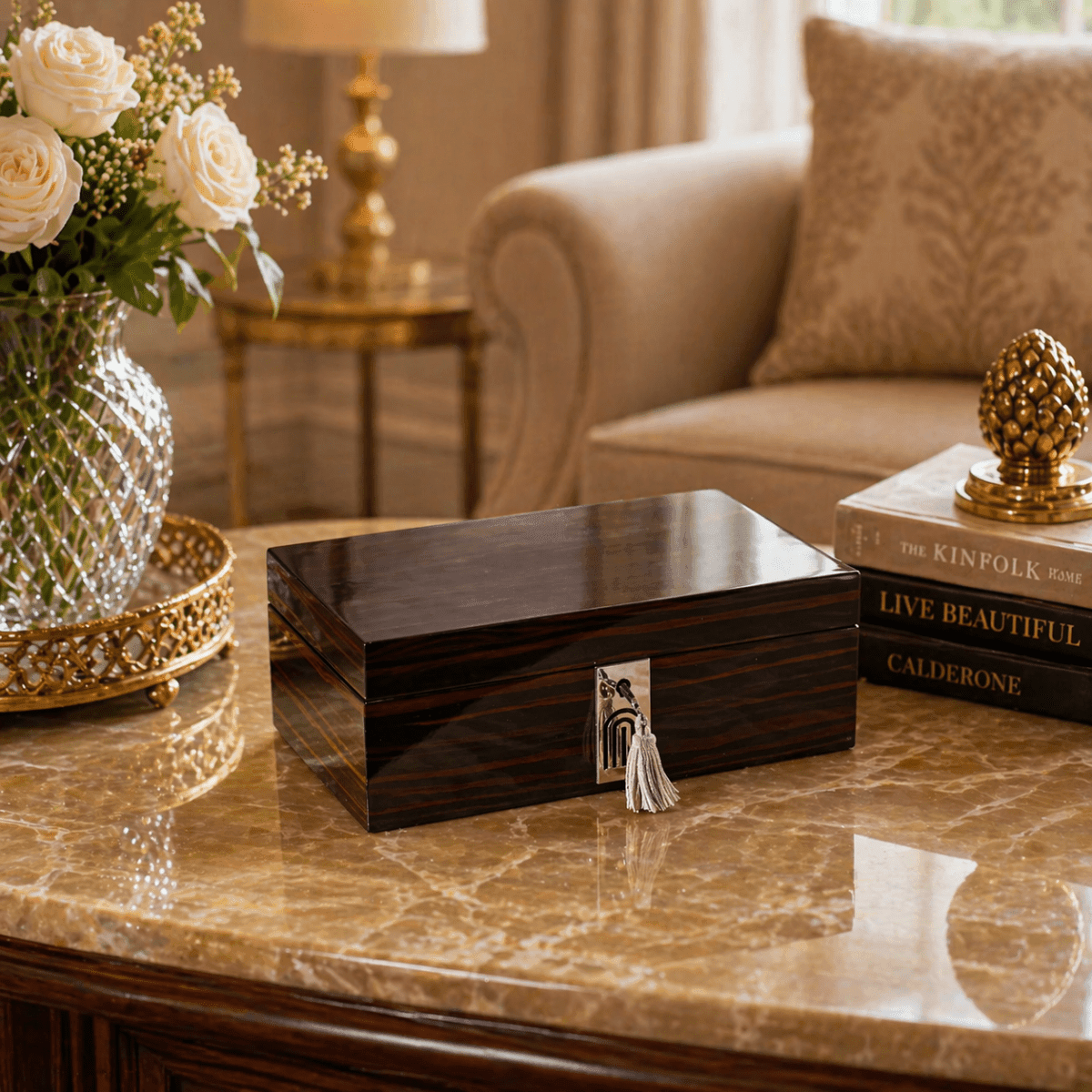Storage Box Brilliance Time Piece/Jewel Box With Lock - Daamaira Home and Living Ltd