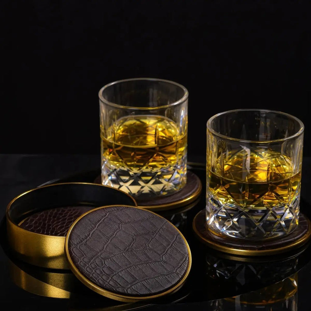 Coasters Brown Royal Round Coasters - Daamaira Home and Living Ltd
