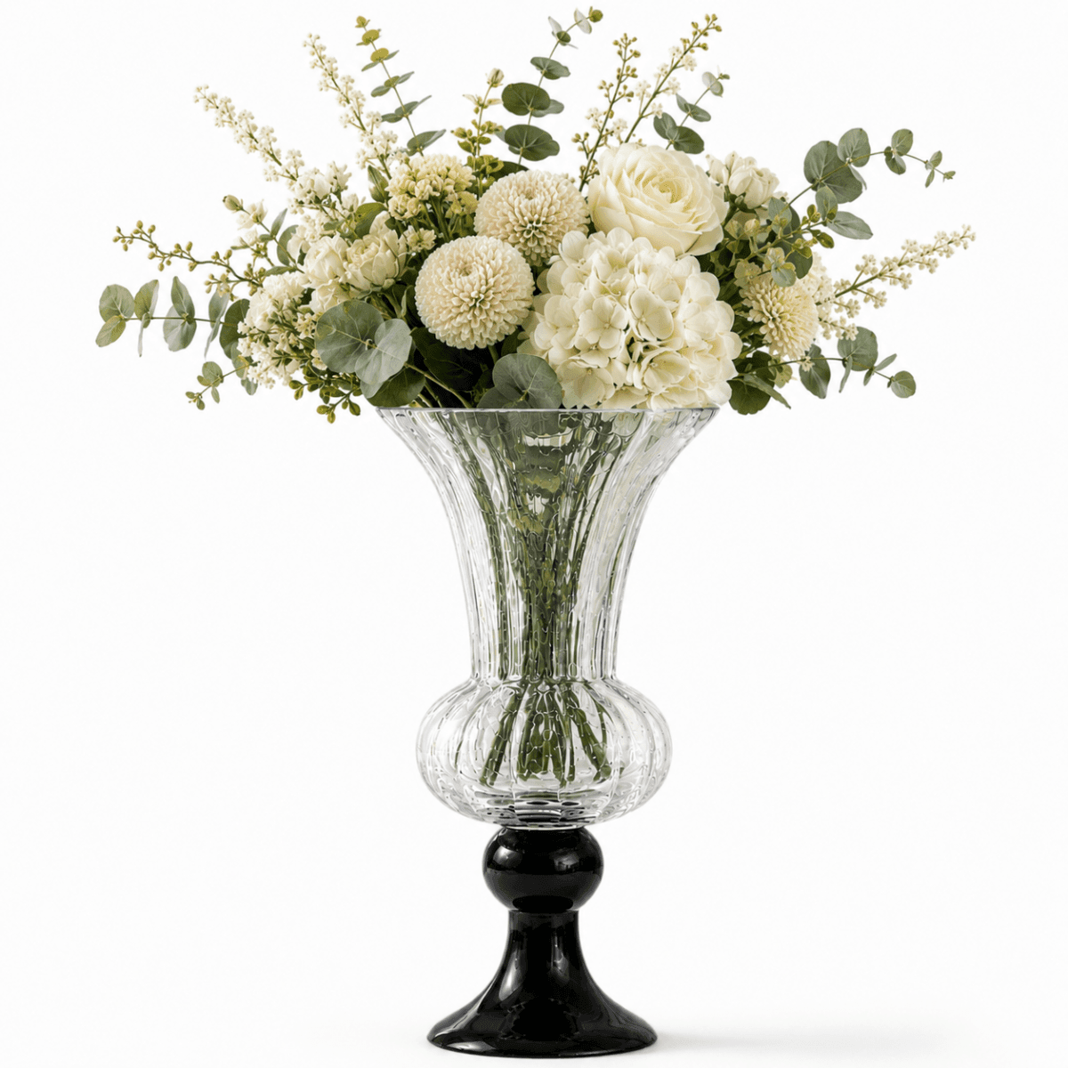 🎁 Caara Clear Vase With Black Base - Daamaira Home and Living Ltd