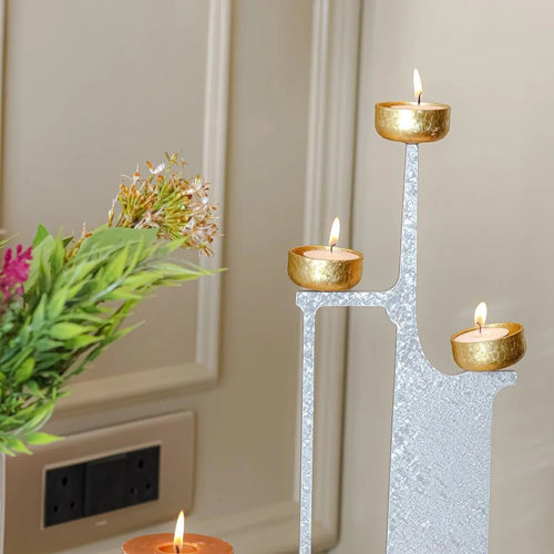 Candle Holders Celestial Silver Candle Stand - Daamaira Home and Living Ltd