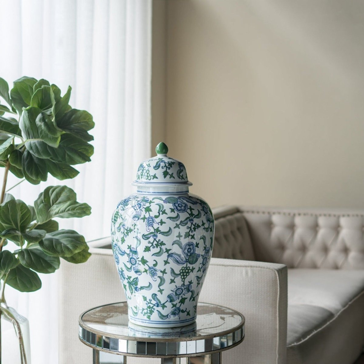 Cherry Blossom Ginger Jar-L - Daamaira Home and Living Ltd