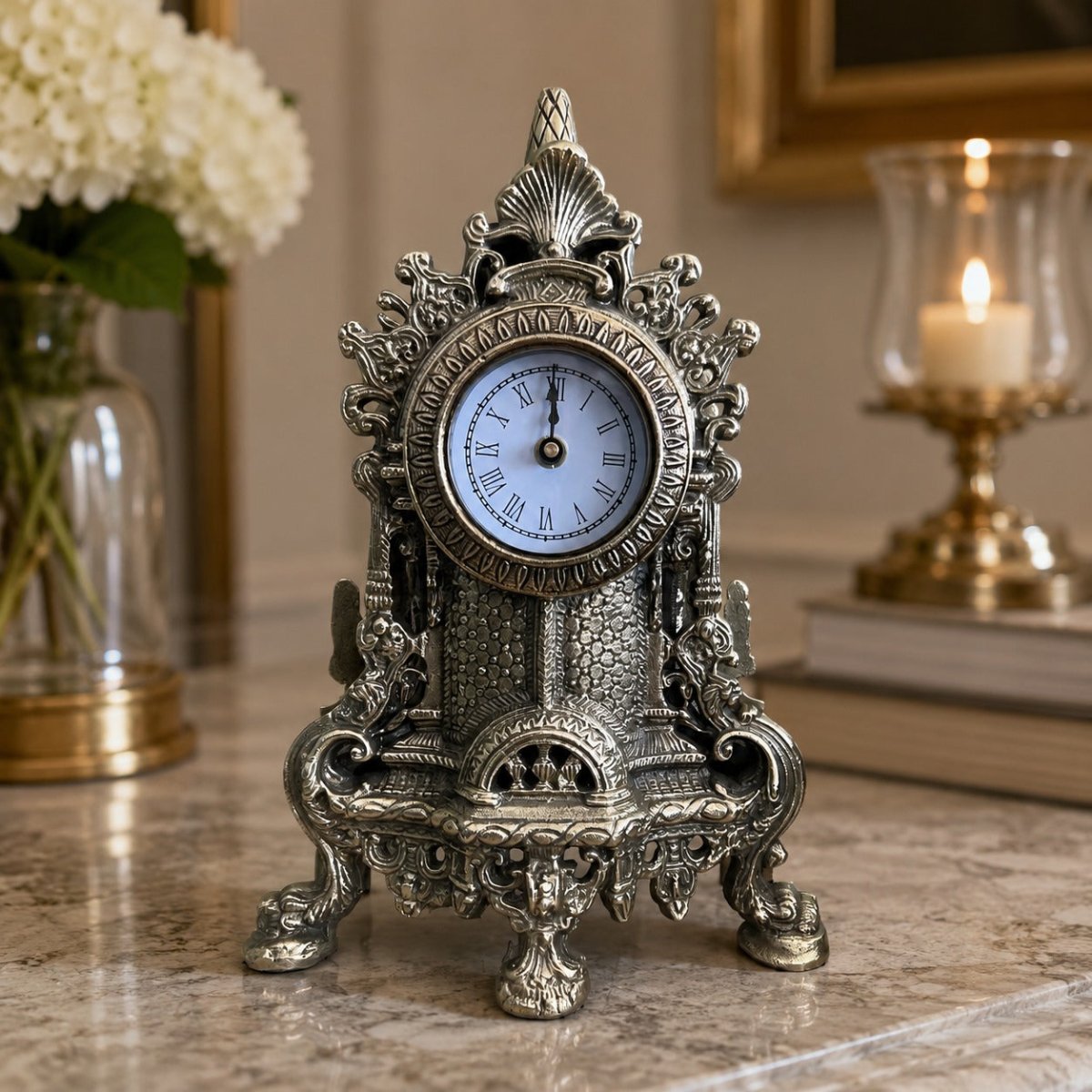 Classic Brass Clock - Daamaira Home and Living Ltd