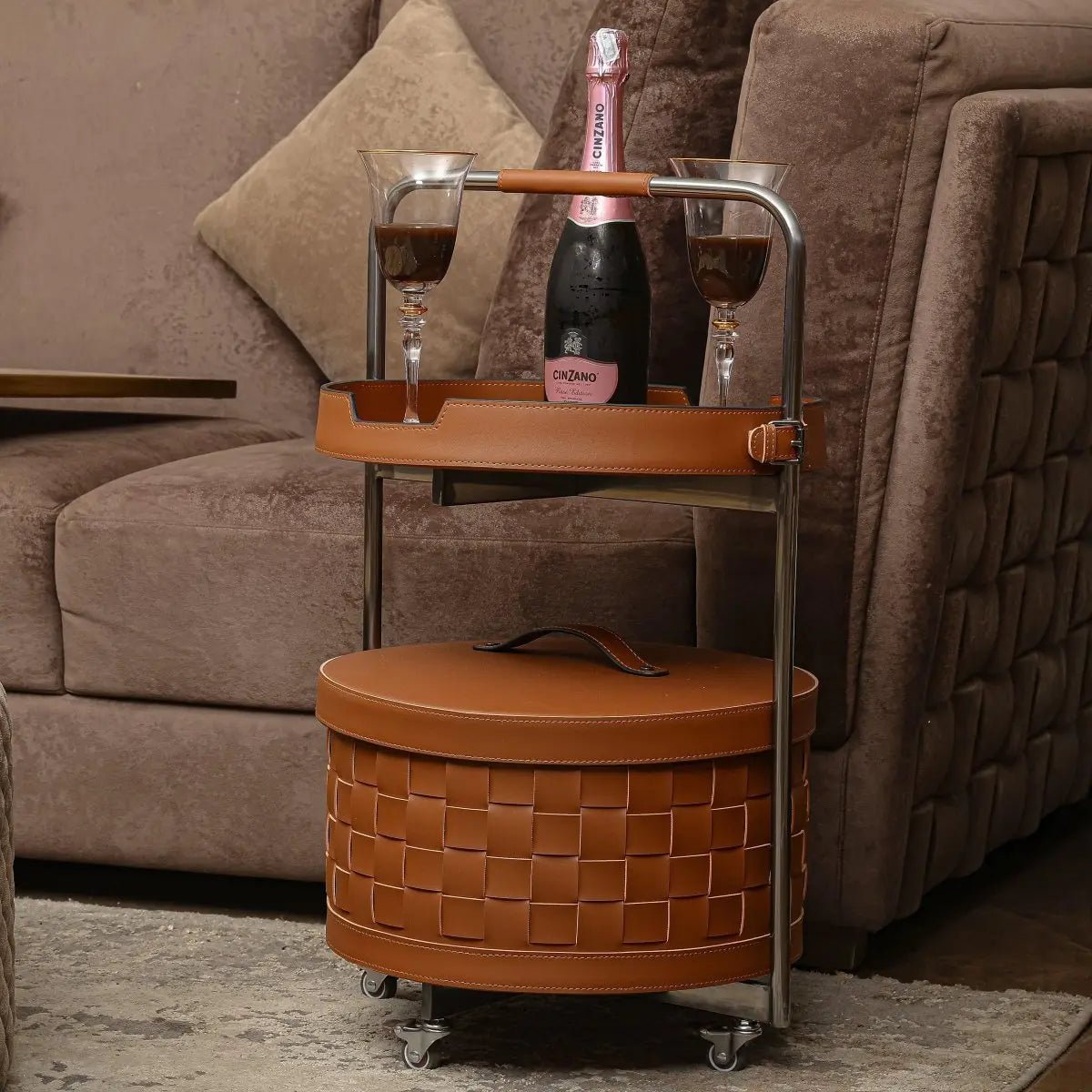 Wicker Storage Box Classic Serving Bar Trolley - Daamaira Home and Living Ltd