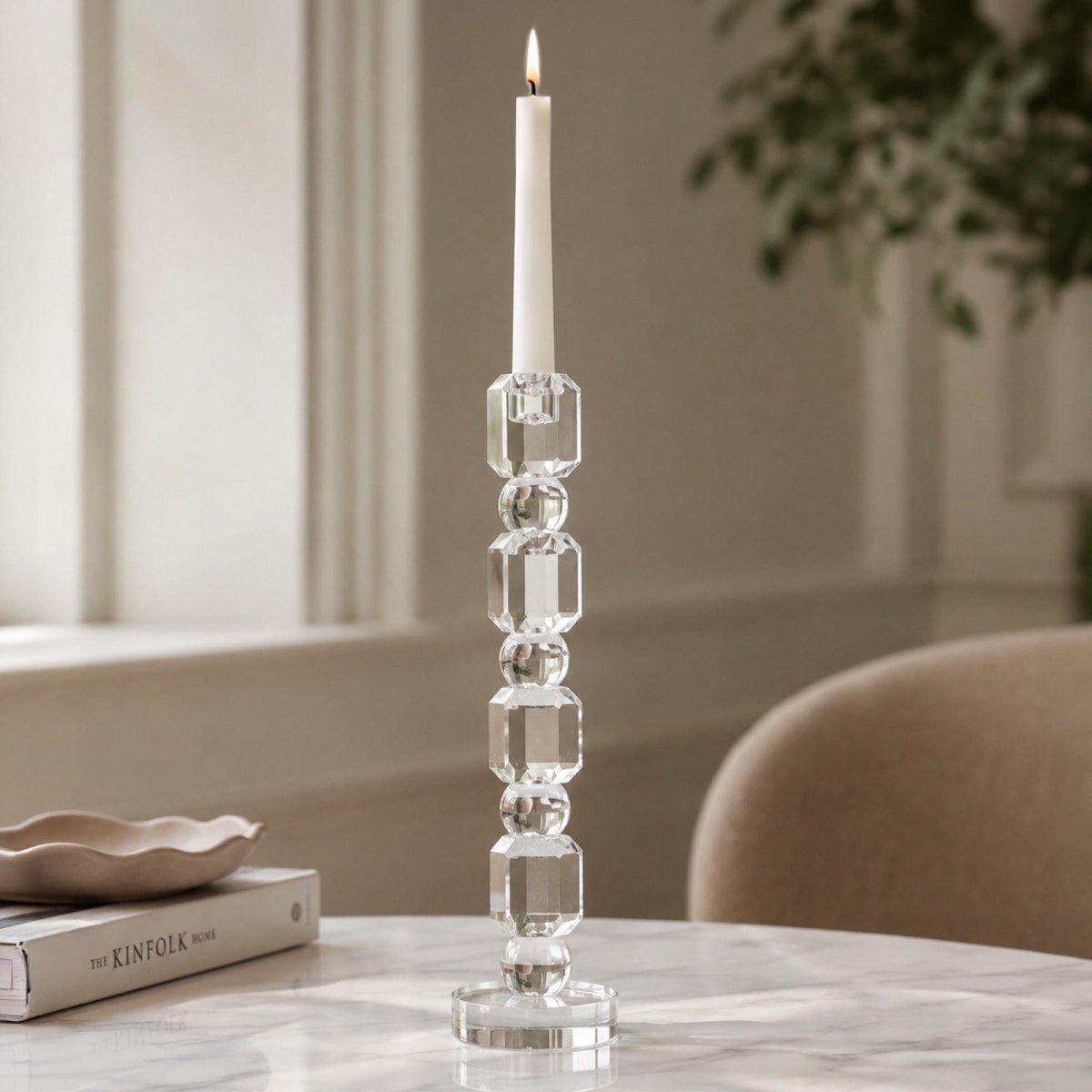 Sculptures & Figurines Crystal Candle Holder - L - Daamaira Home and Living Ltd