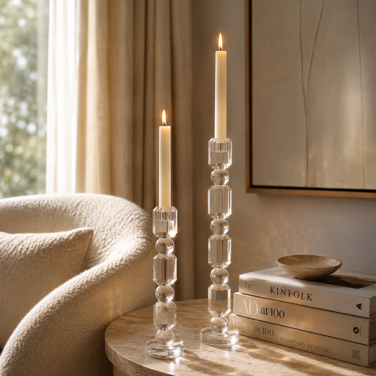 Sculptures & Figurines Crystal Candle Holder - L - Daamaira Home and Living Ltd