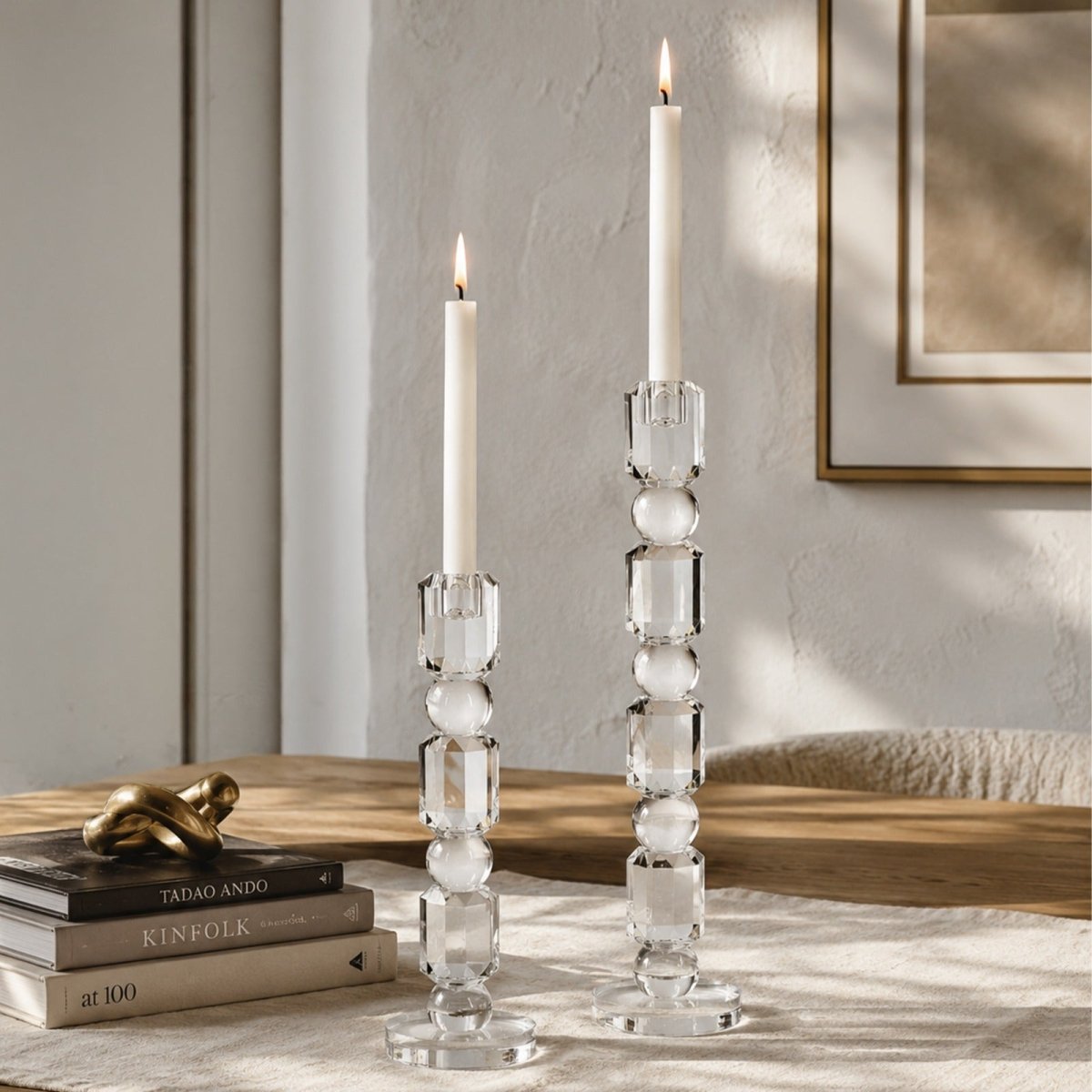 Sculptures & Figurines Crystal Candle Holder - L - Daamaira Home and Living Ltd