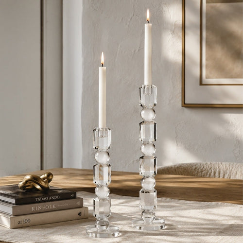 Sculptures & Figurines Crystal Candle Holder - L - Daamaira Home and Living Ltd