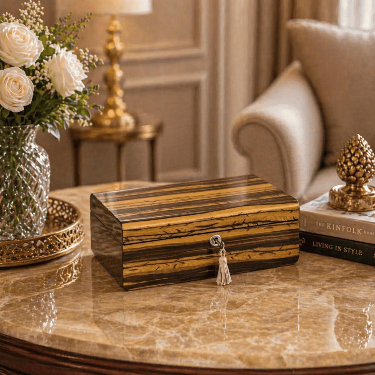 Storage Box Elegance Time Piece/Jewel Box With Lock - Daamaira Home and Living Ltd