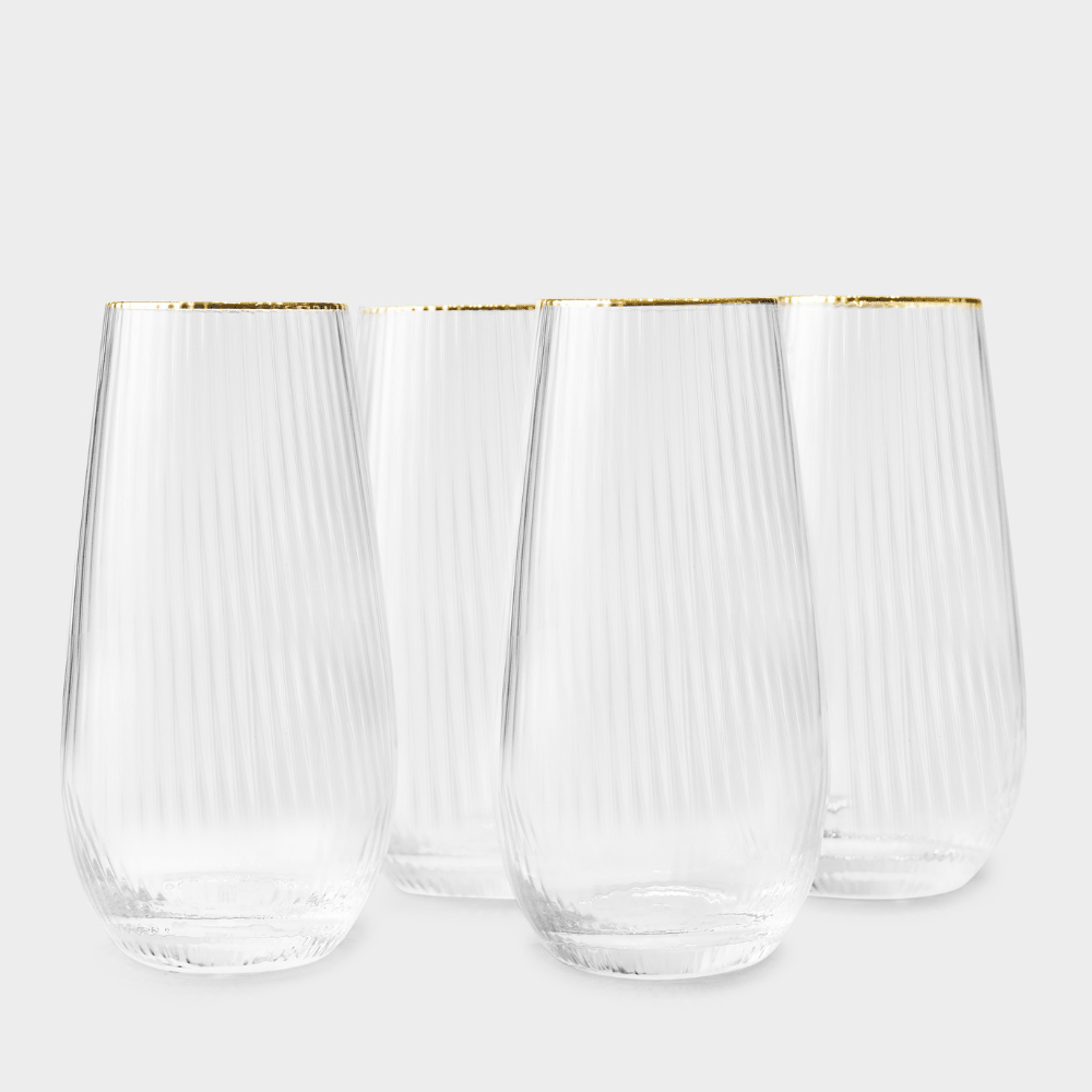 Drinking Glasses Finesse Set Of 4 Long Drink Glasses - Daamaira Home and Living Ltd