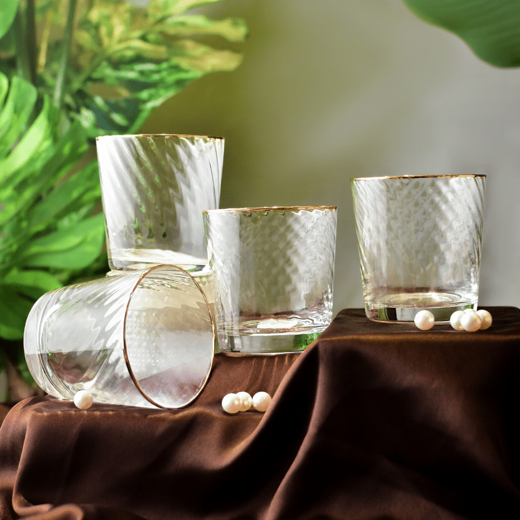 Drinking Glasses Finesse Set Of 4 Whiskey Glasses - Daamaira Home and Living Ltd
