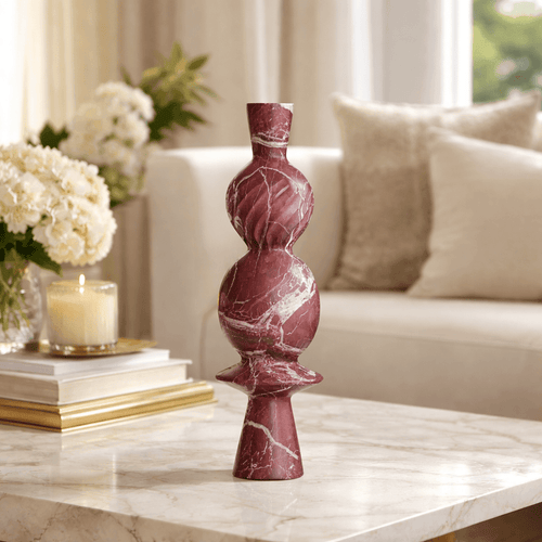 Sculptures & Figurines Geometric Marble Sculpture - Wine - Daamaira Home and Living Ltd