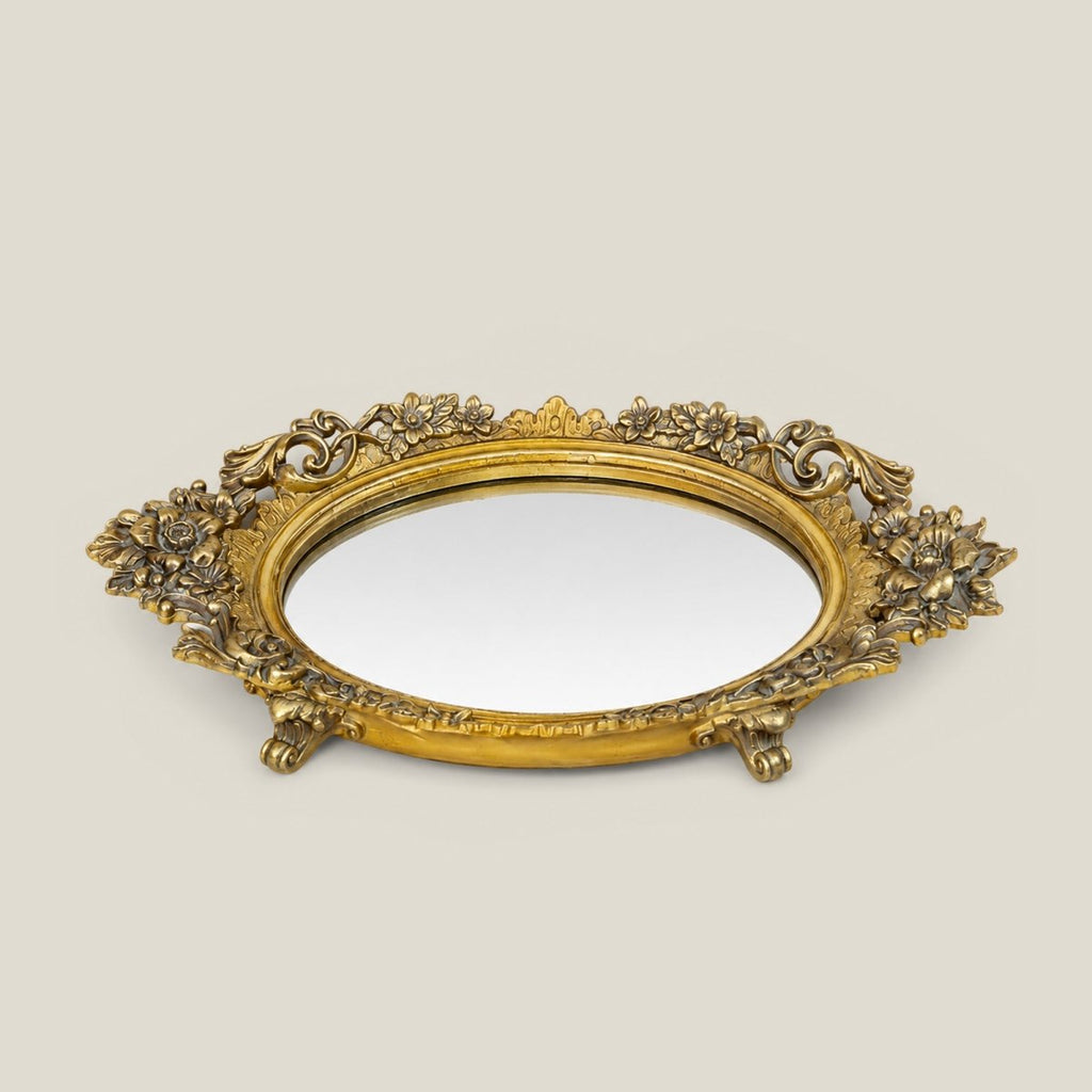 Photo Frames Gold Floral Vanity/Serving Tray - Daamaira Home and Living Ltd