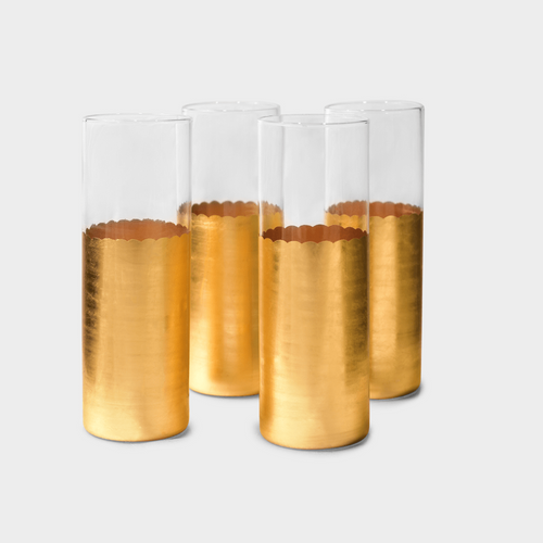 Drinking Glasses Gold Set Of 4 Tall Glasses - Daamaira Home and Living Ltd