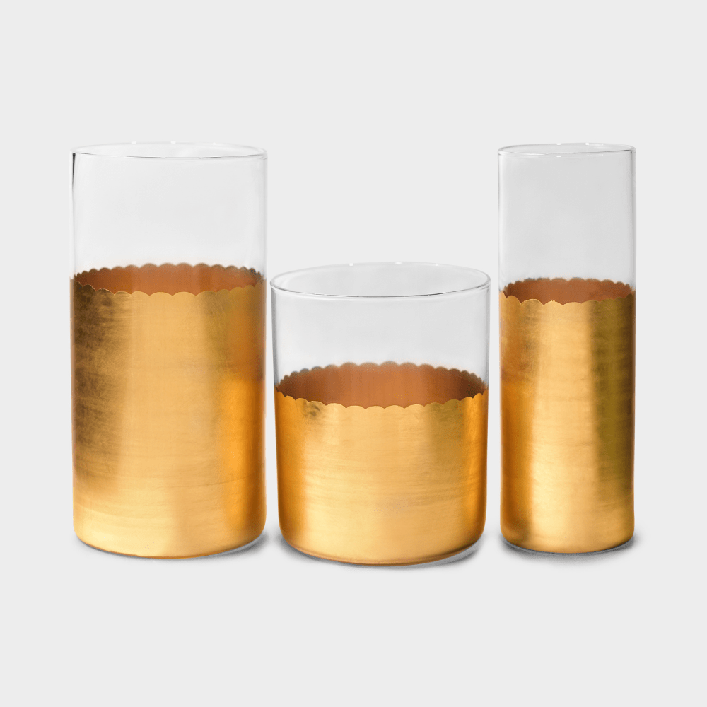 Drinking Glasses Gold Set Of 4 Water Glasses - Daamaira Home and Living Ltd