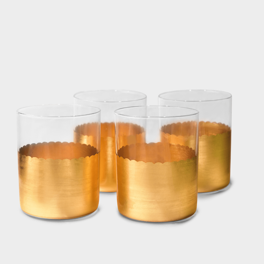 Drinking Glasses Gold Set Of 4 Water Glasses - Daamaira Home and Living Ltd