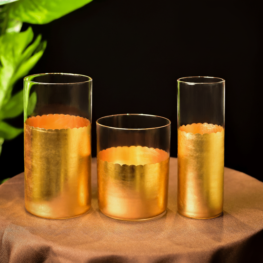Drinking Glasses Gold Set Of 4 Water Glasses - Daamaira Home and Living Ltd