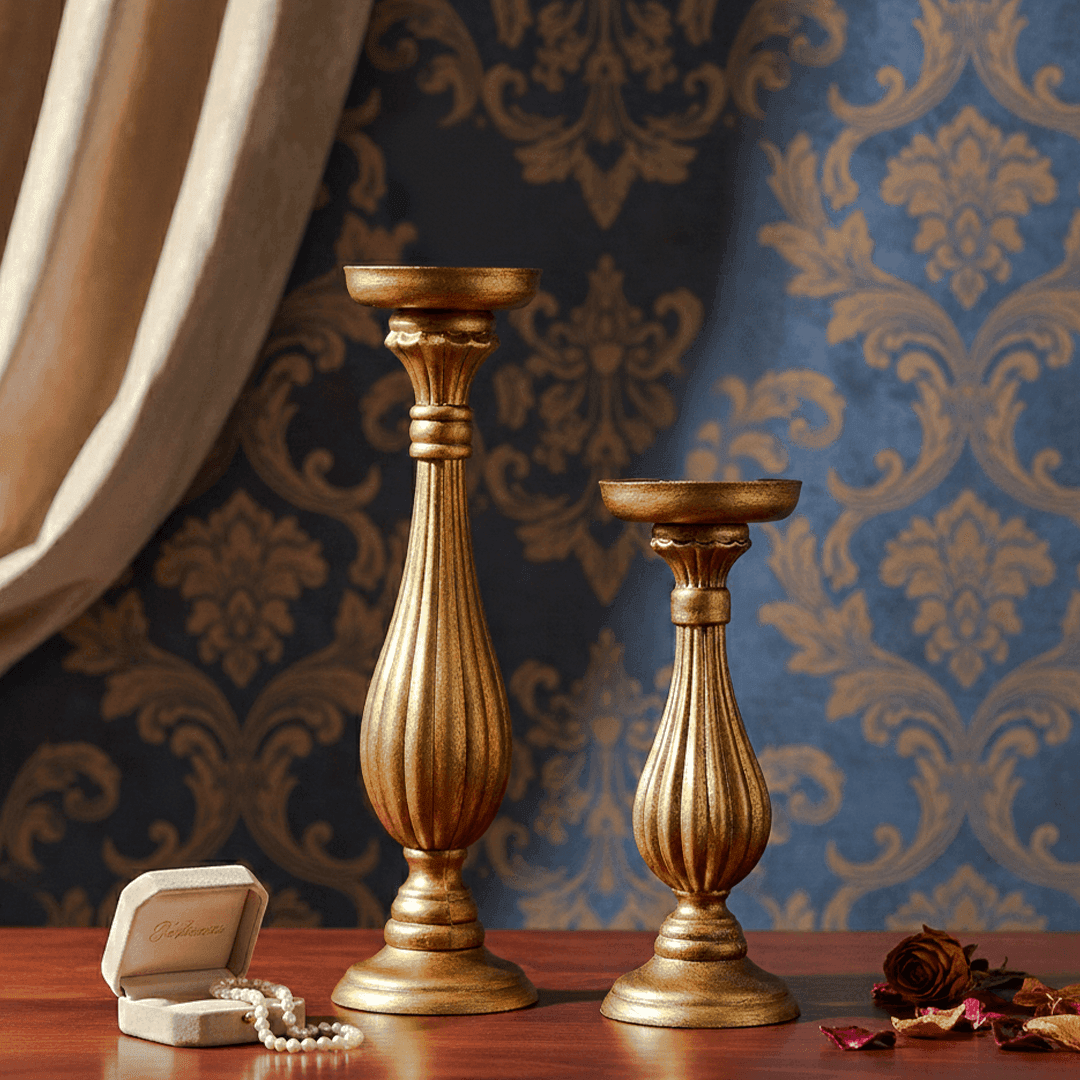 Sculptures & Figurines Golden Candle Holder - L - Daamaira Home and Living Ltd