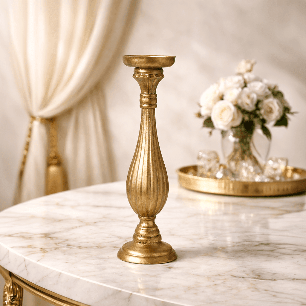 Sculptures & Figurines Golden Candle Holder - S - Daamaira Home and Living Ltd