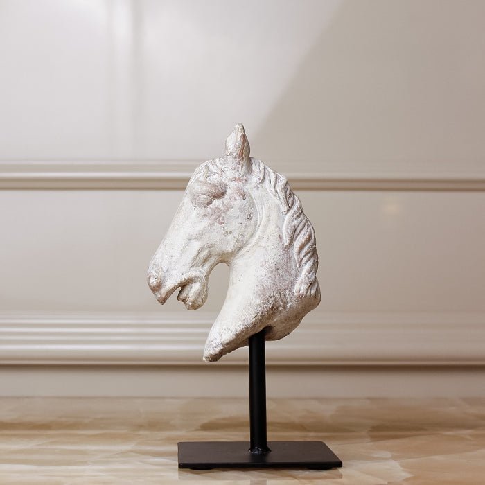 Sculptures & Figurines Horse Statue on Iron Base - Daamaira Home and Living Ltd