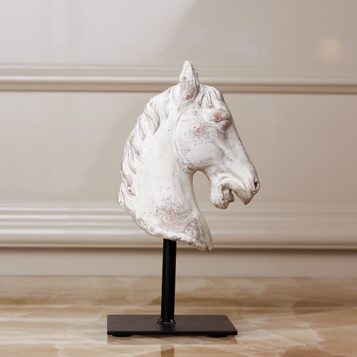 Sculptures & Figurines Horse Statue on Iron Base - Daamaira Home and Living Ltd