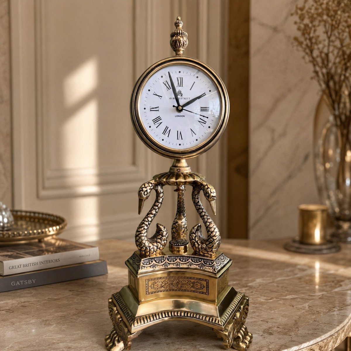 IMPERIAL SWAN CLOCK - Daamaira Home and Living Ltd