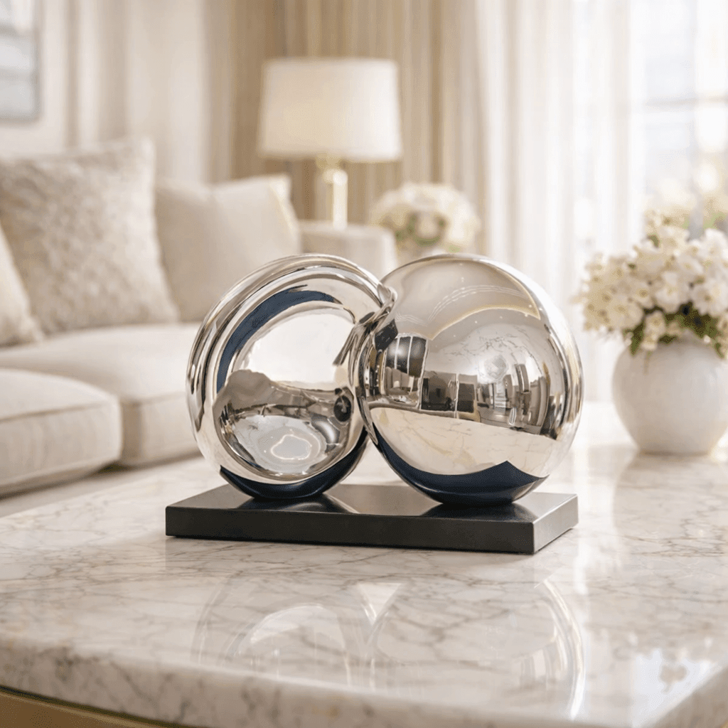 Sculptures & Figurines Intersecting Silver Decor Object - Daamaira Home and Living Ltd