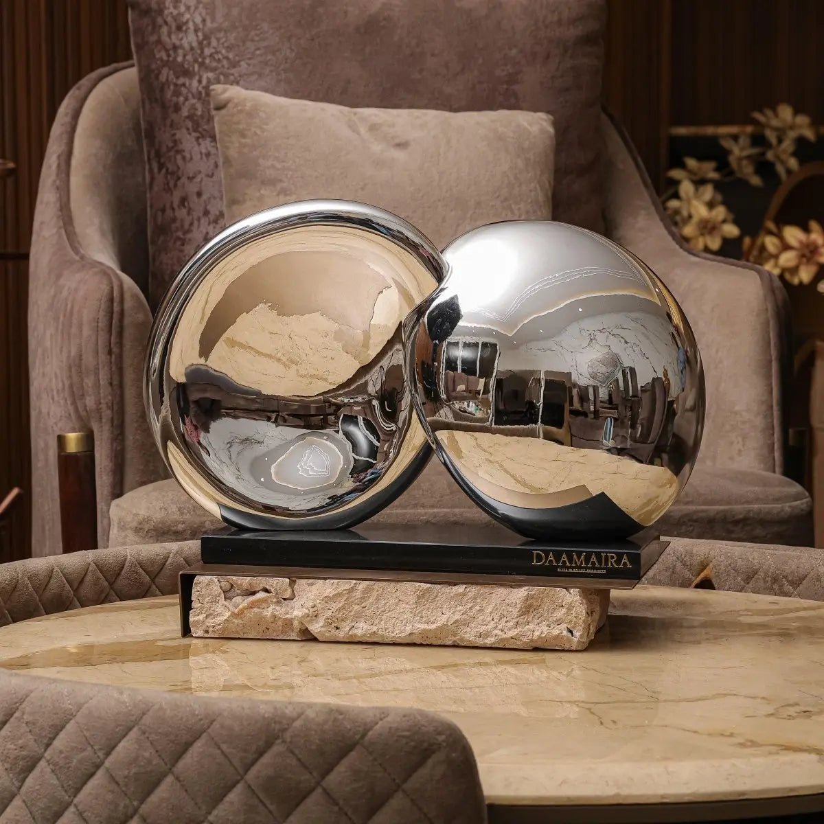 Sculptures & Figurines Intersecting Silver Decor Object - Daamaira Home and Living Ltd