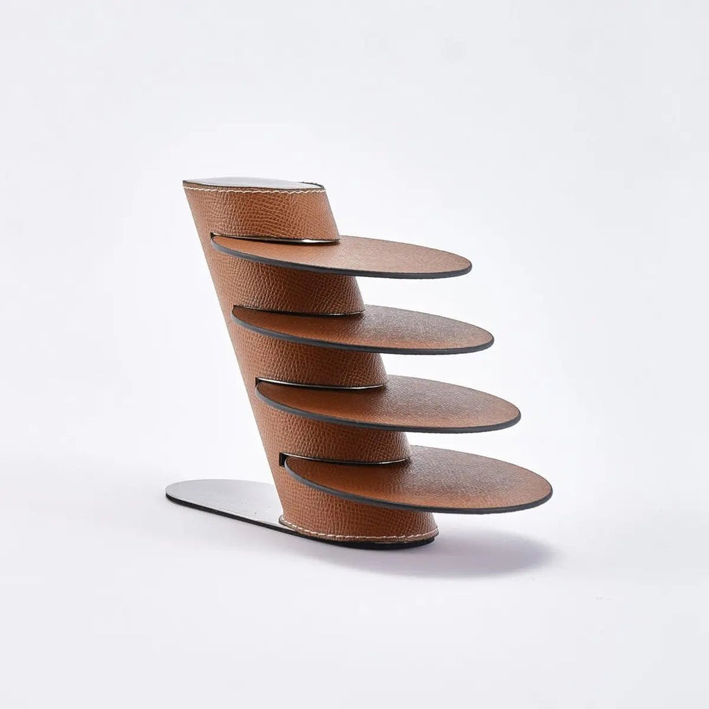 Coasters Leather Coasters With Stand - Brown - Daamaira Home and Living Ltd