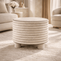 Decor Objects Leather Round Stool - High Rise - Daamaira Home and Living Ltd