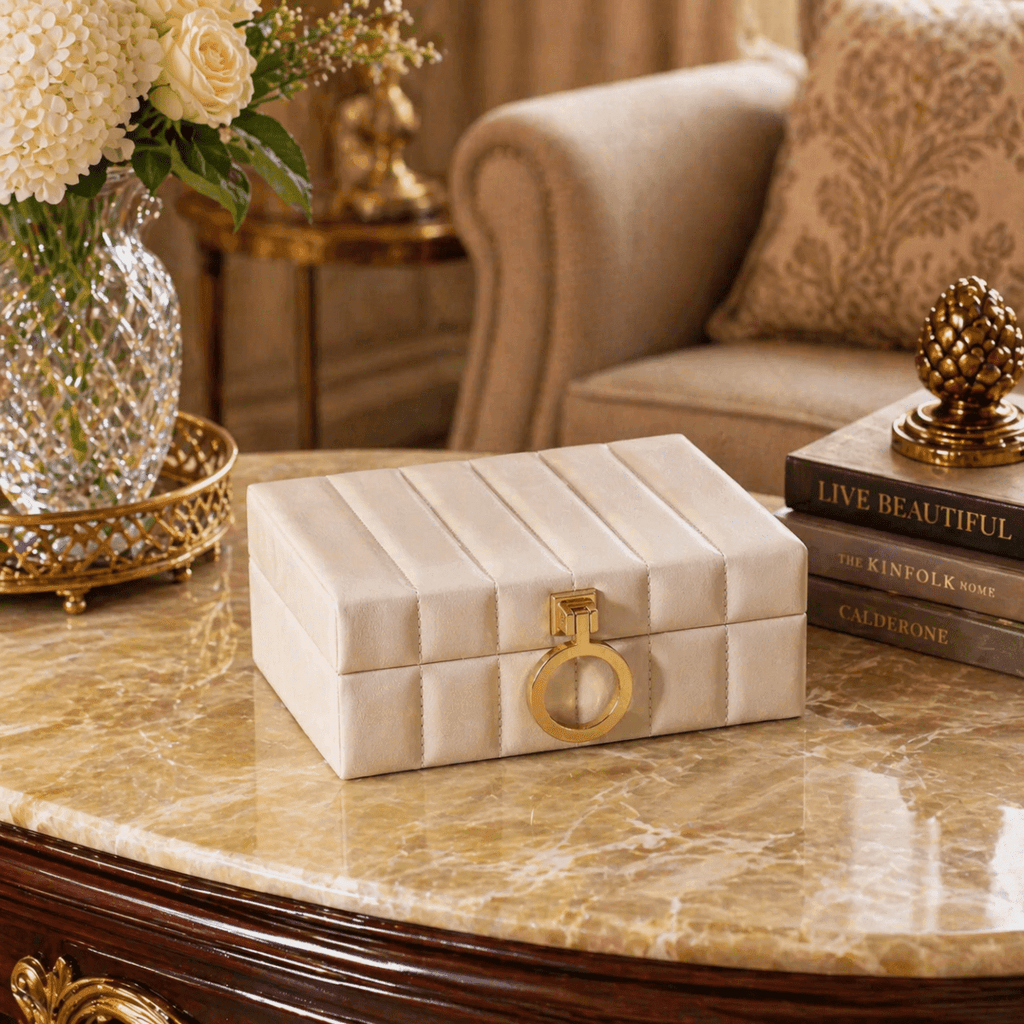 Storage Box Leather Storage Box - Beige - Daamaira Home and Living Ltd
