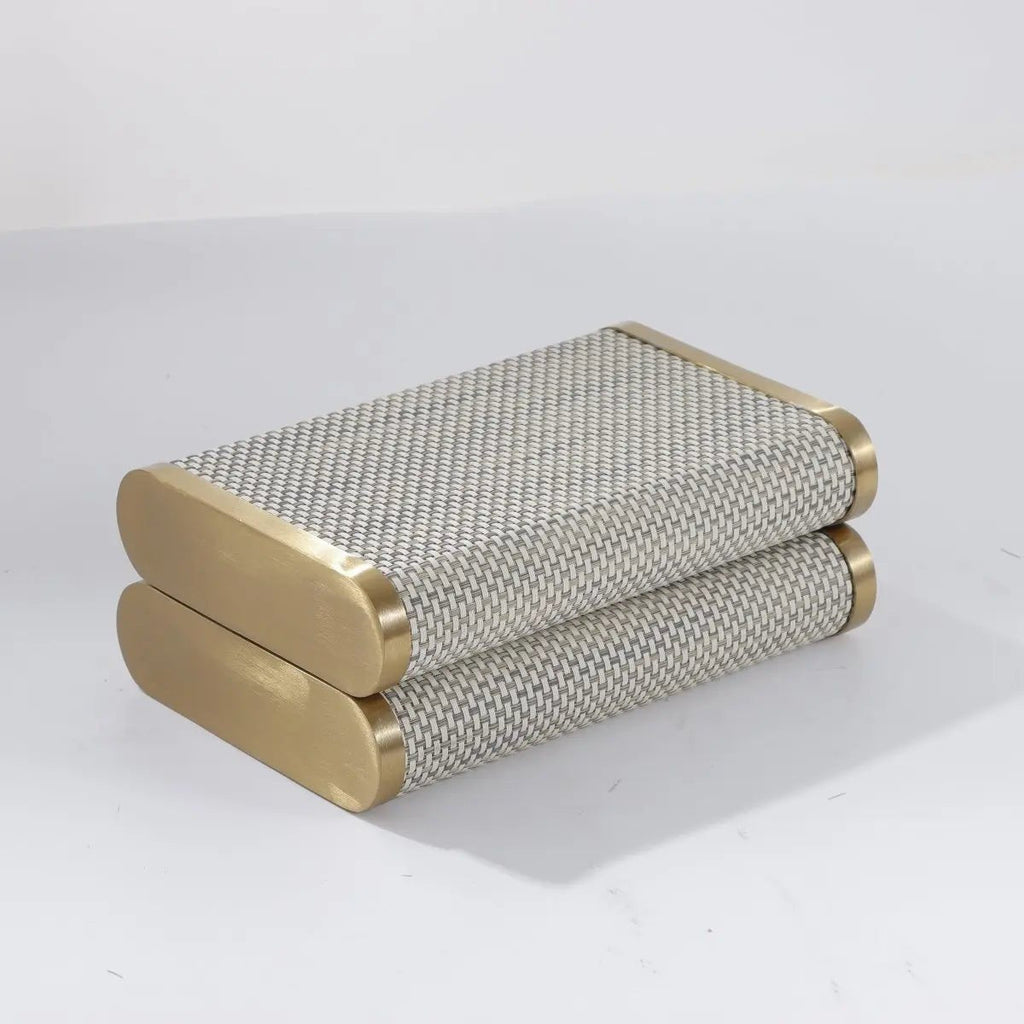 Storage Box Luxury Time Piece/Jewel Box - Beige and Gold - Daamaira Home and Living Ltd